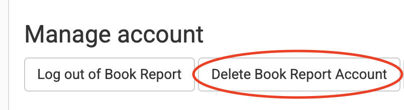 Delete Book Report Account button